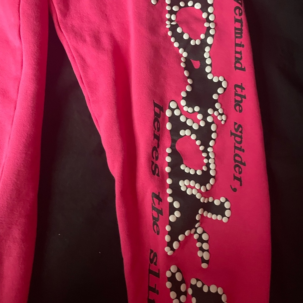 pink sp5der pants